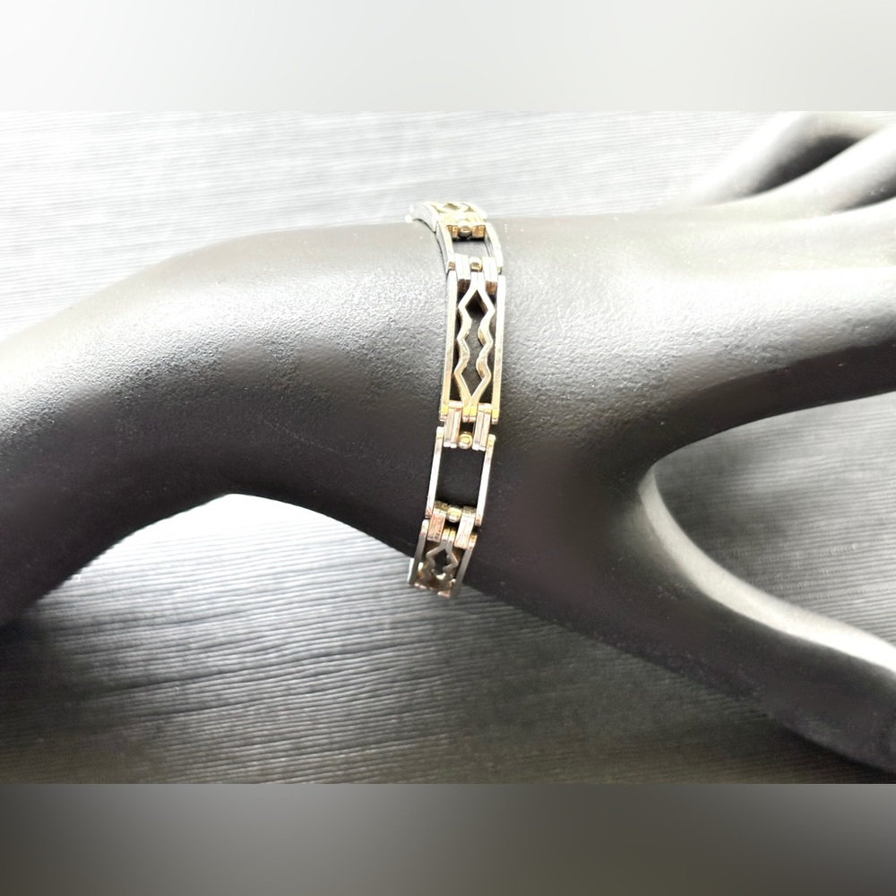 Sterling Silver Rectangle-Link Bracelet - Unisex … - image 4
